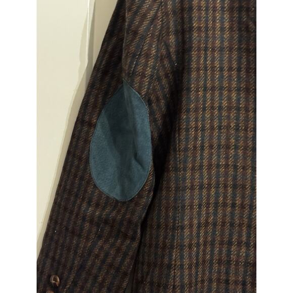 Vintage International Scene Wool Plaid Suede Collar Blazer Sz10 80s Academic - Picture 6 of 9